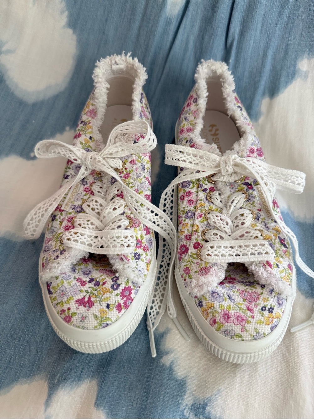 LoveShackFancy/Superga Sneakers. 7.5. Excellent Used Condition. Floral & Lace.